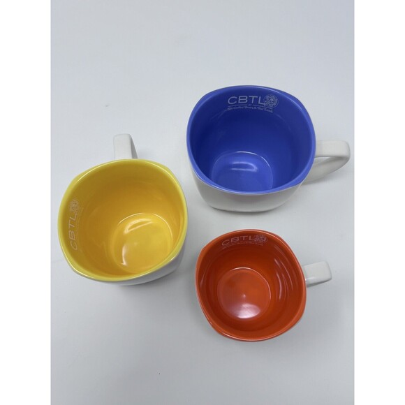 Set of 3 Coffee Bean & Tea Leaf Square Mugs 10, 8, 4oz Ceramic Multi Color - Picture 2 of 11